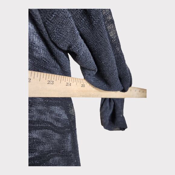 NEW Lane Bryant Plus 26/28 Black Sheer Overlay Tunic Blouse White Stripe Base - Picture 5 of 8